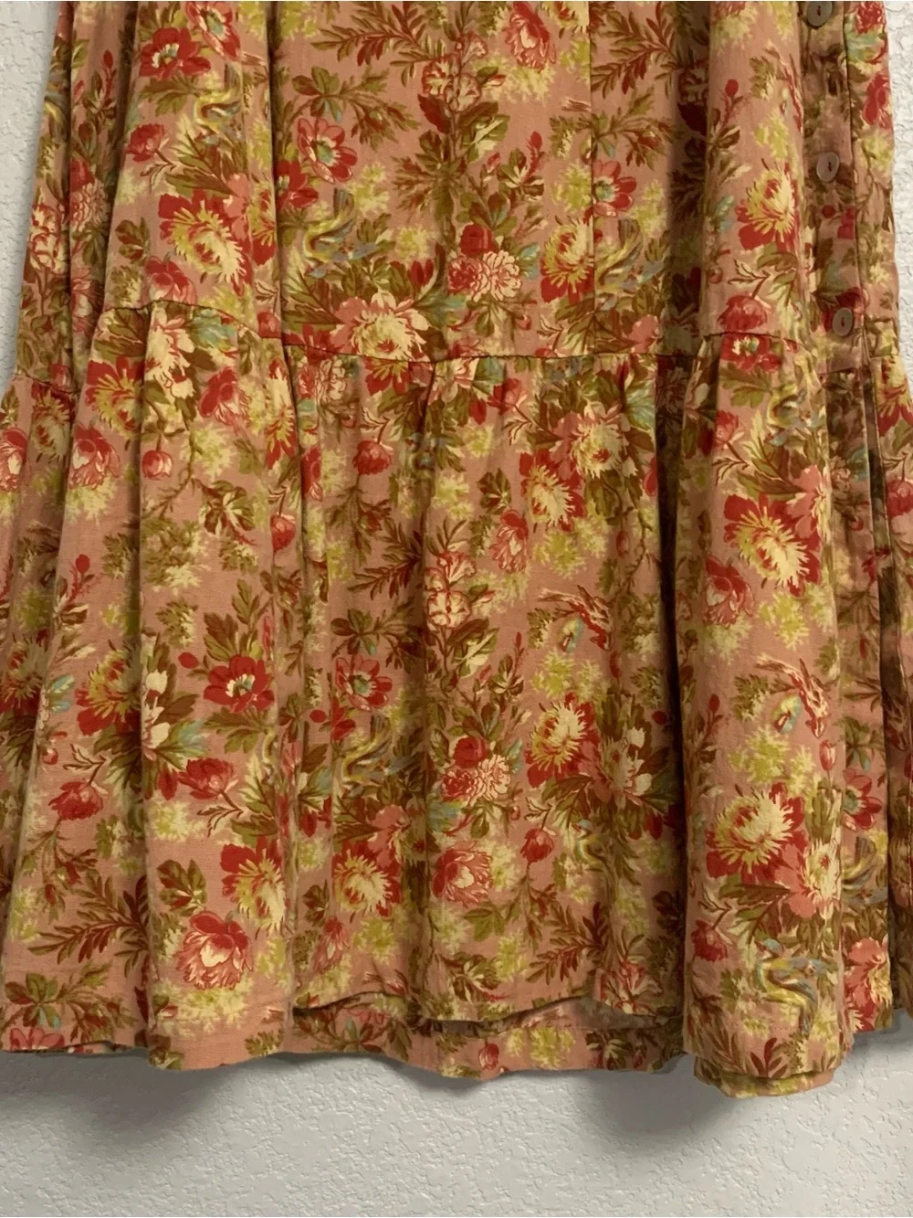 April Cornell Midi Skirt Womens XXL Floral Tiered Boho Cottage Prairie Buttons - Picture 5 of 9